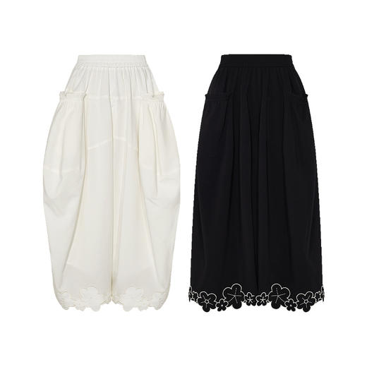 两三事 风过麦浪 2025夏季新款小清新绣花裤脚口裙裤女宽松休闲裤 商品图4