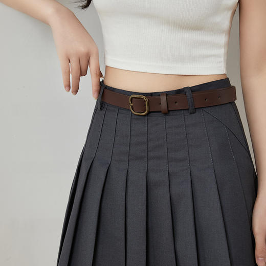 韩国棕色皮带真皮复古腰带女士新款百搭配牛仔裤装饰简约黑色牛皮 商品图2