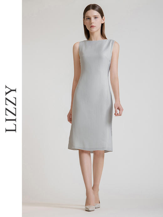 LIZZY夏季百搭简约气质通勤醋酸小鱼尾无袖连衣裙8134 商品图2