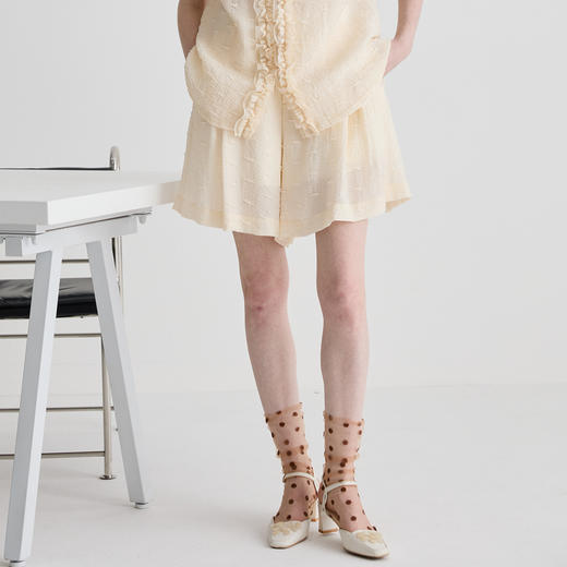 谜底短裤女2025夏季新品百搭日常艺术褶皱宽松A型阔腿裤252MK0651 商品图0