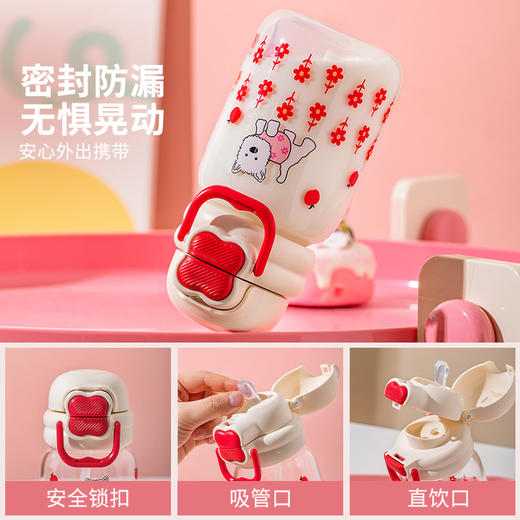 摩登主妇高硼硅玻璃杯2025新款儿童水杯带吸管耐高温高颜值果汁杯 商品图3