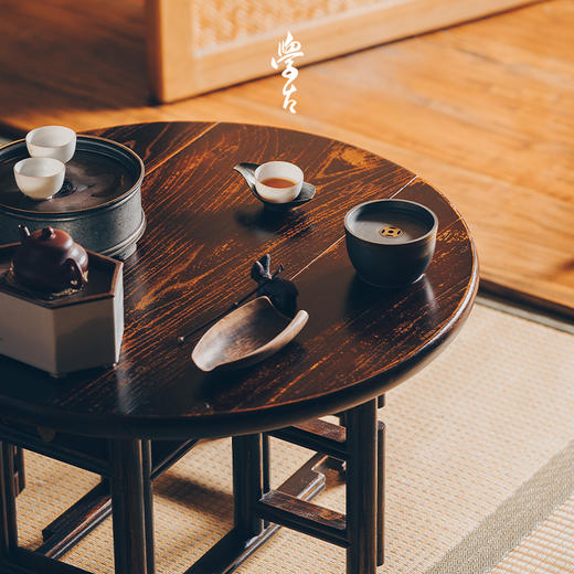 娜家便携茶馆 实木老料可折叠便携复古桌子矮茶 商品图2