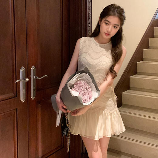 西遇法式拼接连衣裙女夏季新款旅游度假风白色无袖背心裙子SS050566/SS050567 商品图2