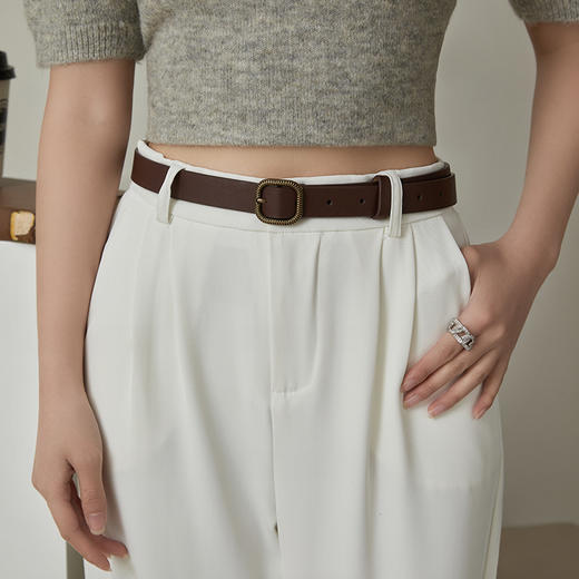 韩国棕色皮带真皮复古腰带女士新款百搭配牛仔裤装饰简约黑色牛皮 商品图1
