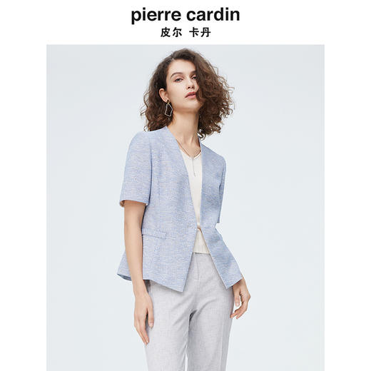 皮尔卡丹女装新款时尚肌理商务干练短袖小西服P4246L4017L3 商品图1