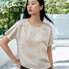 金三塔桑蚕丝小衫女桑波缎提花圆领宽松透气短袖T恤春夏新品  YSFFB703 商品缩略图0
