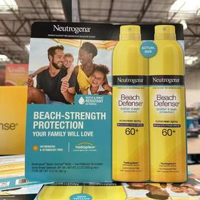到手价189元 Neutrogena 露得清SPF60防晒喷雾 2瓶*240g SPF60 无油配方，防水防汗长达80分钟 美国代购，无中文标签，介意慎拍