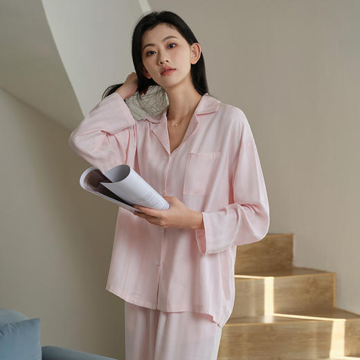 兰精天丝提花长袖长裤套装 商品图2