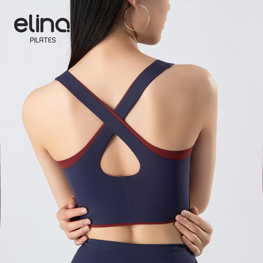 一恋•普拉提 2025春季新款固定杯运动内衣撞色交叉美背瑜伽背心EMM017 商品图10