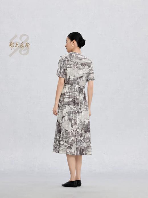 鄂尔多斯1980新品桑蚕丝高收腰茹伊印花连衣裙女短袖连衣裙25春夏 商品图1