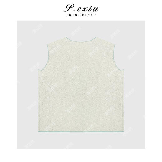 04-3潘依绣丁丁宠粉PanYiXiu/潘依绣【薄荷一夏】人丝撞色锁边无袖U领马甲针织ZZ0827 商品图2