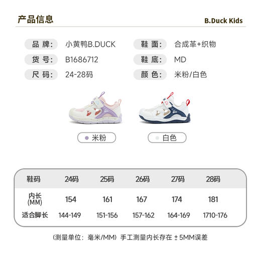 B.Duck小黄鸭童鞋儿童运动鞋夏季透气网面男女童鞋宝宝鞋24-28 B1686712 商品图1