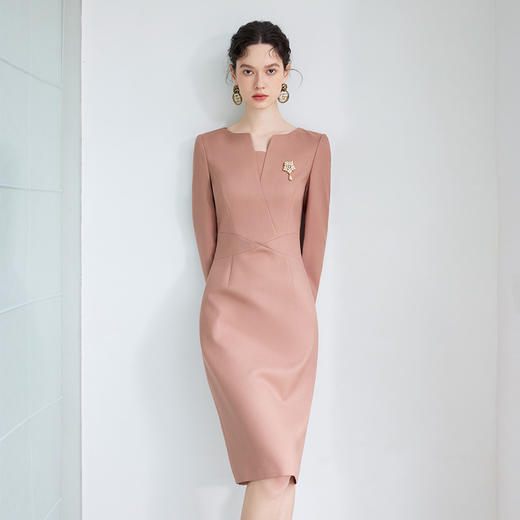 IWY/高级感气质粉色西装连衣裙女法式名媛正式场合接待工作服Q1254-P 商品图3