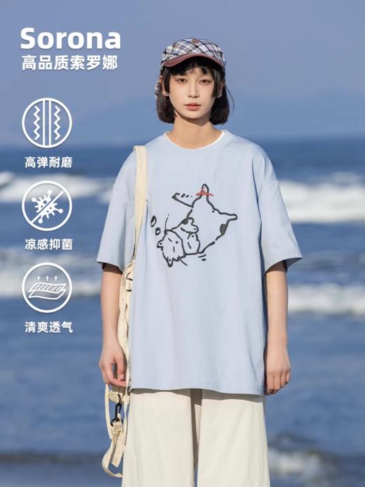 早乙女惠子saotome/STMDX252096/趣味发泡印小猫索罗娜短袖T恤 商品图2