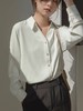 春夏新款韩版缎面衬衫女长袖设计感v领复古港味高端轻奢风衬衣女 商品缩略图1