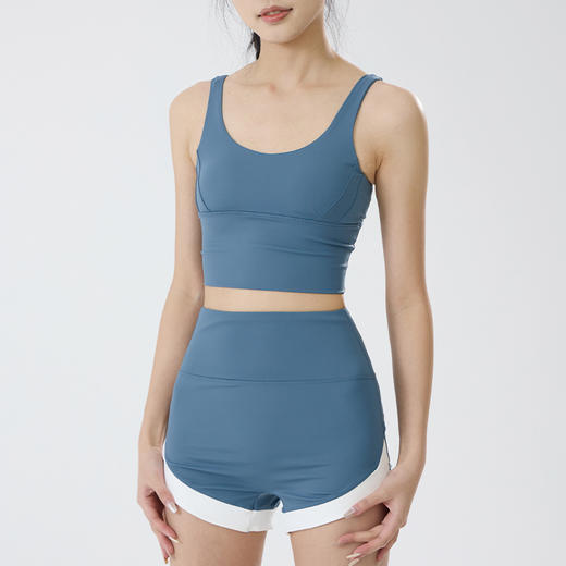 【路路精选】瑜伽服女运动内衣透气速干提臀美体裸感健身含胸垫撞色瑜伽套装 商品图0
