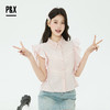 P&X设计师2025夏季衬衣荷叶边翻领甜美衬衫825205087 粉色 商品缩略图2