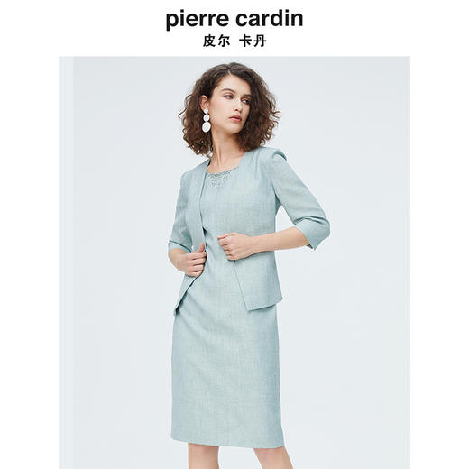 皮尔卡丹女装春季新款简约淑女青色西服上衣P4219U4055G1 商品图1