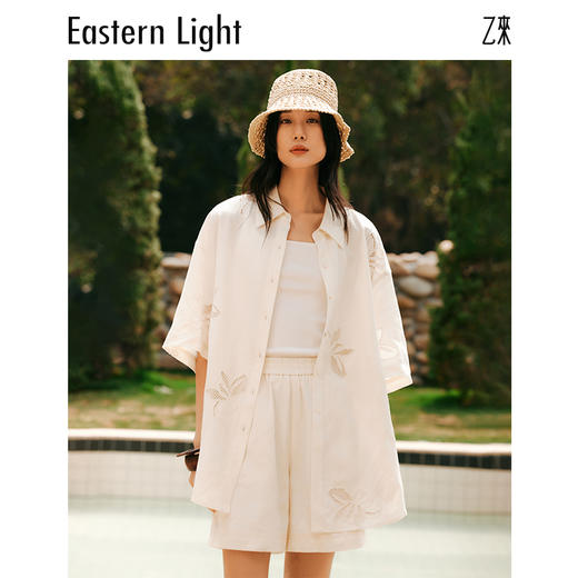 Eastern Light/乙来【莱赛尔纤维】鸢尾花镂空衬衫设计感宽松上衣 商品图0