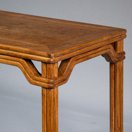 民国 黄花梨嵌花梨木劈料高罗锅枨圆包圆条桌 商品图3