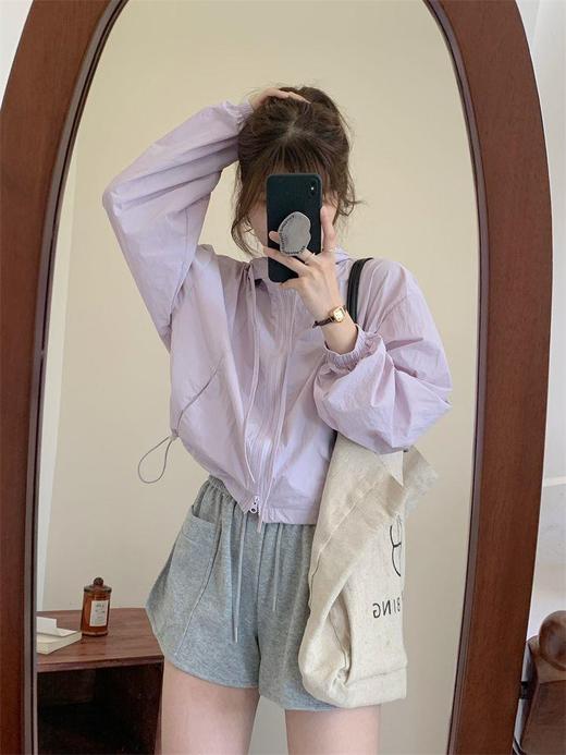 【YW】无忧购韩系小个子百搭轻薄休闲连帽口袋防晒衣（截单后7天发货) 商品图0