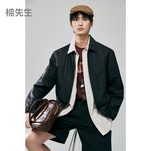 棉仓362811014-odm翻领拼皮夹克 商品图0