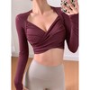 跃牌【洛水之神系列】带胸垫女瑜伽服性感交叉紧身长袖气质纯欲运动健身衣上衣HN184 商品缩略图2