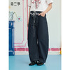 两三事 旋风漫履 2025夏季新款时尚荷叶边拼接弯刀裤牛仔裤女宽松 商品缩略图0