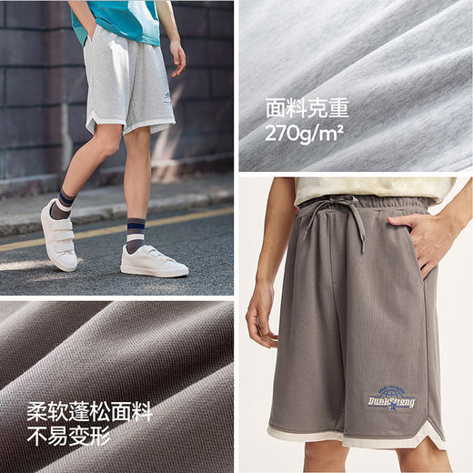 森马休闲中裤男假两件运动短裤夏季宽松五分裤印花刺绣针织裤学院 商品图3