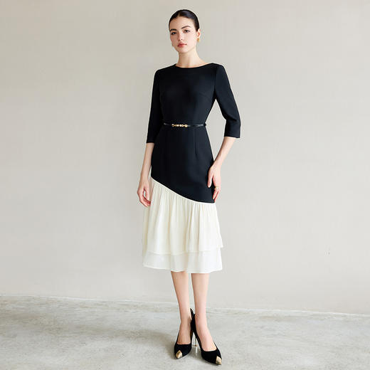 IWY/新款设计感拼接连衣裙女时尚高端中长款职业长裙鱼尾裙Q1300 商品图0