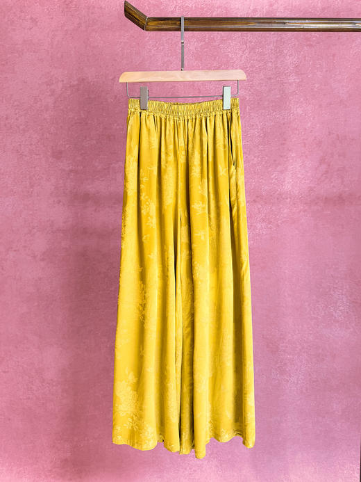 2022夏季凉爽中式醋酸柔软顺滑提花阔腿裤B220331 商品图6