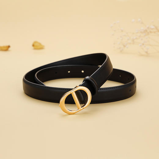 2025新款女士皮带时尚简约百搭腰带女装饰ins风真皮牛仔裤带黑色 商品图3