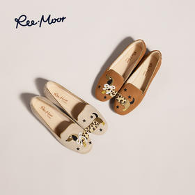 REEMOOR睿慕丨超萌限定款可爱动物刺绣系列豆豆鞋豹豹小腊狗（R38525）