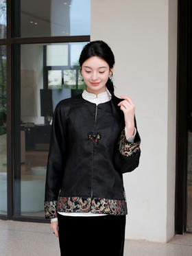 盛唐牡丹 | 重缎香云纱五星锦纹外套