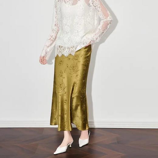 【高货wl】全新升级【铂金会员266/天猫359/差价93】(13115) 洛诗琳新款新中式提花醋酸缎气质半身裙优雅国风鱼尾裙 商品图3