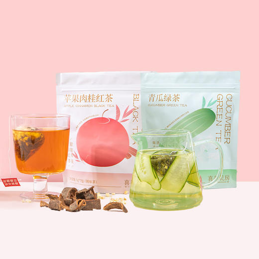 【分仓直发包邮】喜善花房茶包袋泡水果茶组合（苹果肉桂3g*7+青瓜绿茶3g*7） 商品图0