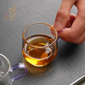 暗香疏影水月杯/玻璃茶杯手把品茗杯品杯2入