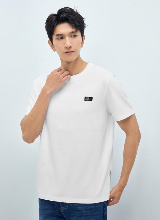 半身缘男装 夏季亲肤舒适简约透气短袖T恤252112U01112152 商品图2