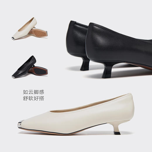 【柔软羊皮】星期六金属方头低跟单鞋SSD1111104 商品图8