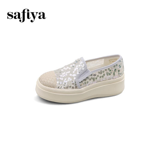 预售|Safiya/索菲娅2025春夏百搭懒人编织透气亮片蕾丝渔夫鞋 SFD1112259 商品图7