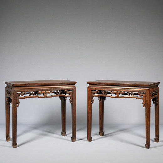 清 红木束腰马蹄腿拐子纹半桌（一对） 商品图4