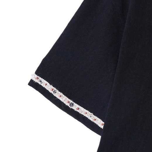 T3063夏季高级感新款潮牌针织立体装饰圆领短袖T恤百搭情侣时尚上衣 商品图2