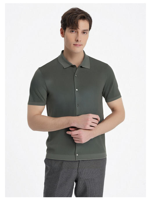 callisto绿色POLO翻领针织开衫 商品图2