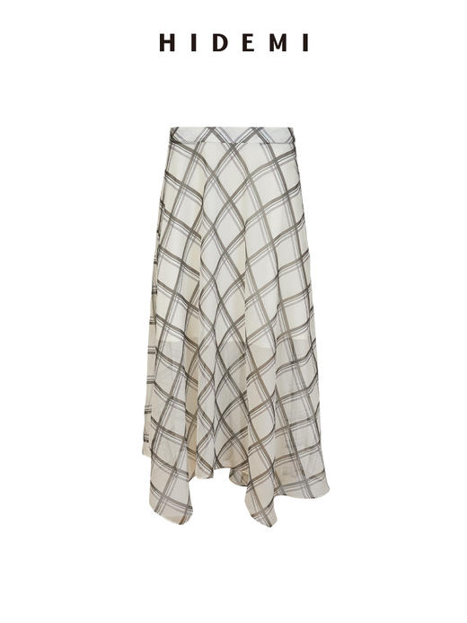 HIDEMI “我们做印花 ”系列原创手绘格纹清透薄纱缎上衣半裙套装 商品图11