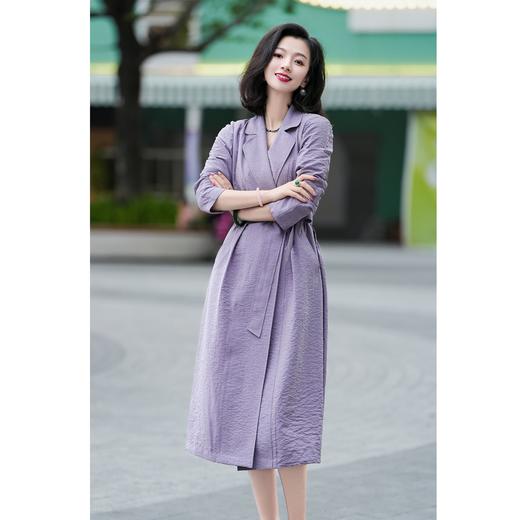西子/春风十里重磅25姆米桑蚕丝干丝邹翻领长款风衣/FYBH1065 商品图1