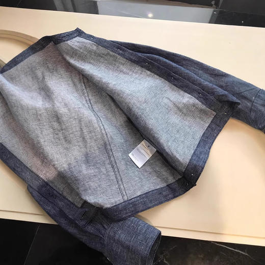 显贵显大牌！2025新款法国色织亚麻圆领短款衬衫外套！ 商品图1