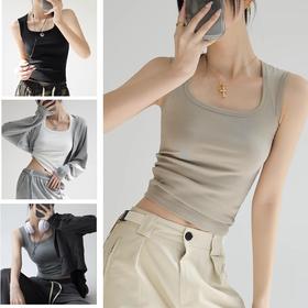 买一送一 新款吊带背心女夏季遮副乳设计感小众无袖白色宽肩带上衣可外穿