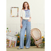 两三事 浮花蓝夏 2025夏季新款森女风绣花织带拼接直筒牛仔裤女 商品缩略图1