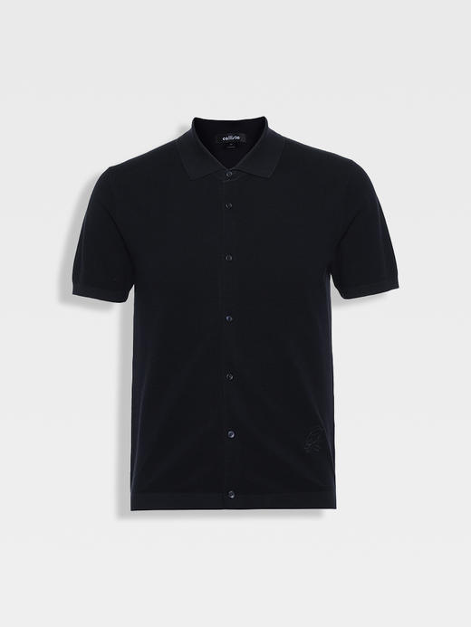 callisto藏青POLO翻领针织开衫T恤 商品图0