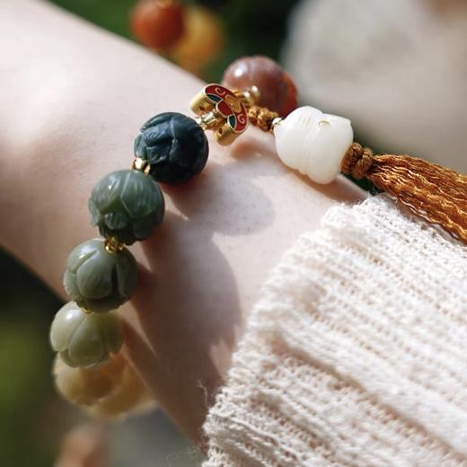 【灵隐文创馆正品】2025新款风化菩提手串 杭州灵隐寺财神莲花菩提手持多宝念珠盘珠汉服挂件 商品图3